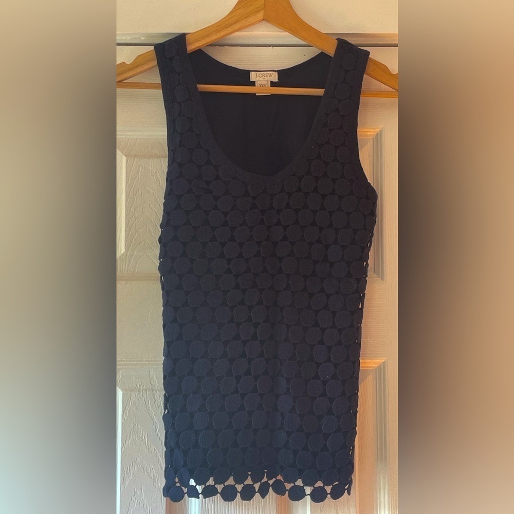 J. Crew Navy Lined Tank Size XXS NWOT Gorgeous Crochet